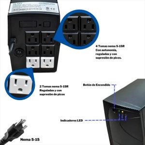 UPS Interactiva SAT UR750 - 750VA-360W 4 Tomas Regulador Voltaje