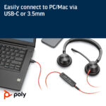 Diadema HP Poly Blackwire 3325 - Conexión Usb-C/A Plug 3.5 - Certificada por Microsoft Teams - Imagen 3